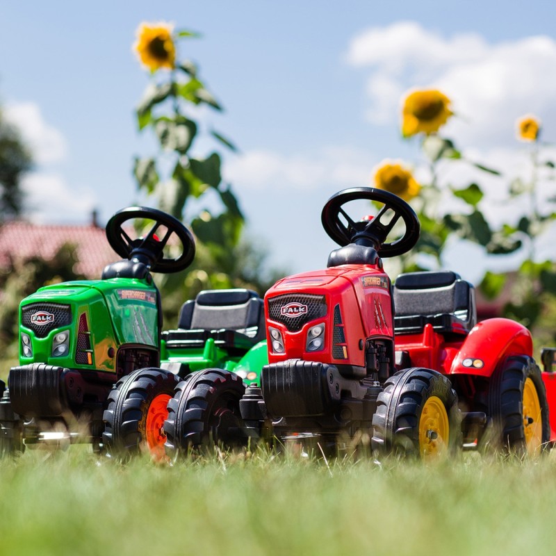FALK Traktor na Pedały Supercharger z Przyczepą i Otwieraną Maską Czerwony 2-5 lat