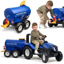 Falk Detská vlečka cisterna New Holland – Modrá s funkčným kohútikom na vodu