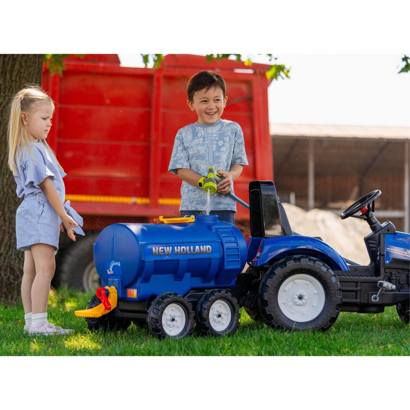 Falk Detská vlečka cisterna New Holland – Modrá s funkčným kohútikom na vodu