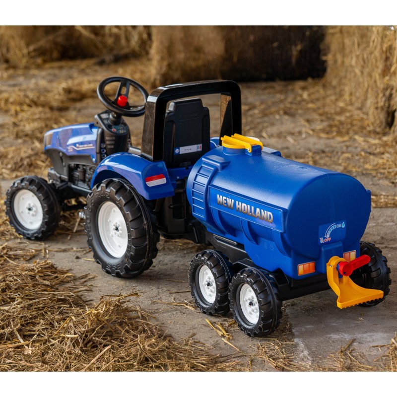 Falk Detská vlečka cisterna New Holland – Modrá s funkčným kohútikom na vodu