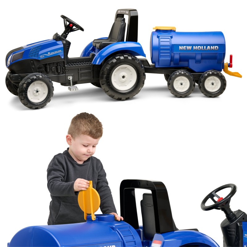 Falk Detská vlečka cisterna New Holland – Modrá s funkčným kohútikom na vodu