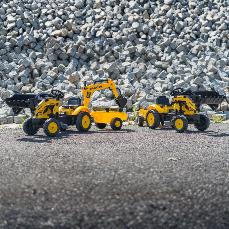 Falk Šliapací traktor Komatsu s bagrom a vlečkou – Žltý