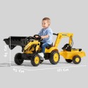 Falk Šliapací traktor Komatsu s bagrom a vlečkou – Žltý
