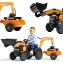 Falk Detský šliapací traktor Case – S bagrom a vlečkou pre najmenších