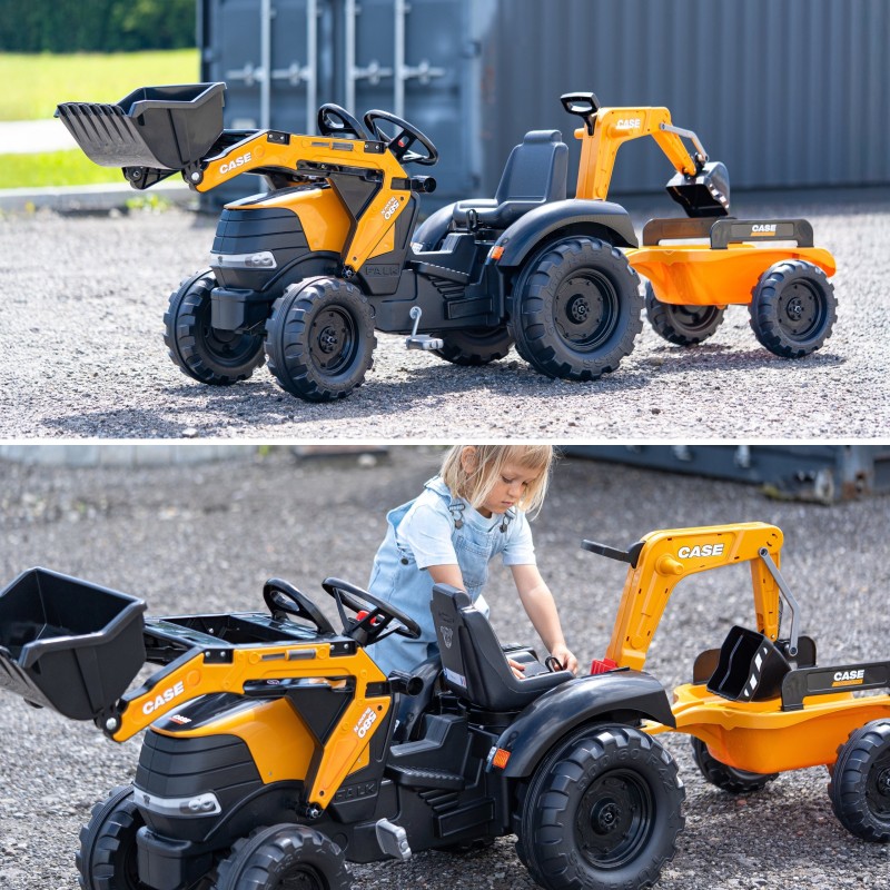 Falk Detský šliapací traktor Case CE s bagrom a vlečkou