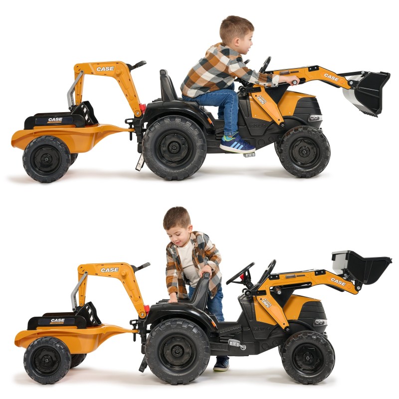 Falk Detský šliapací traktor Case CE s bagrom a vlečkou