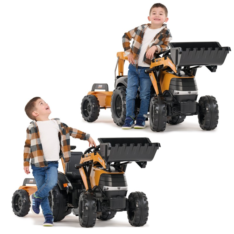 Falk Detský šliapací traktor Case CE s bagrom a vlečkou