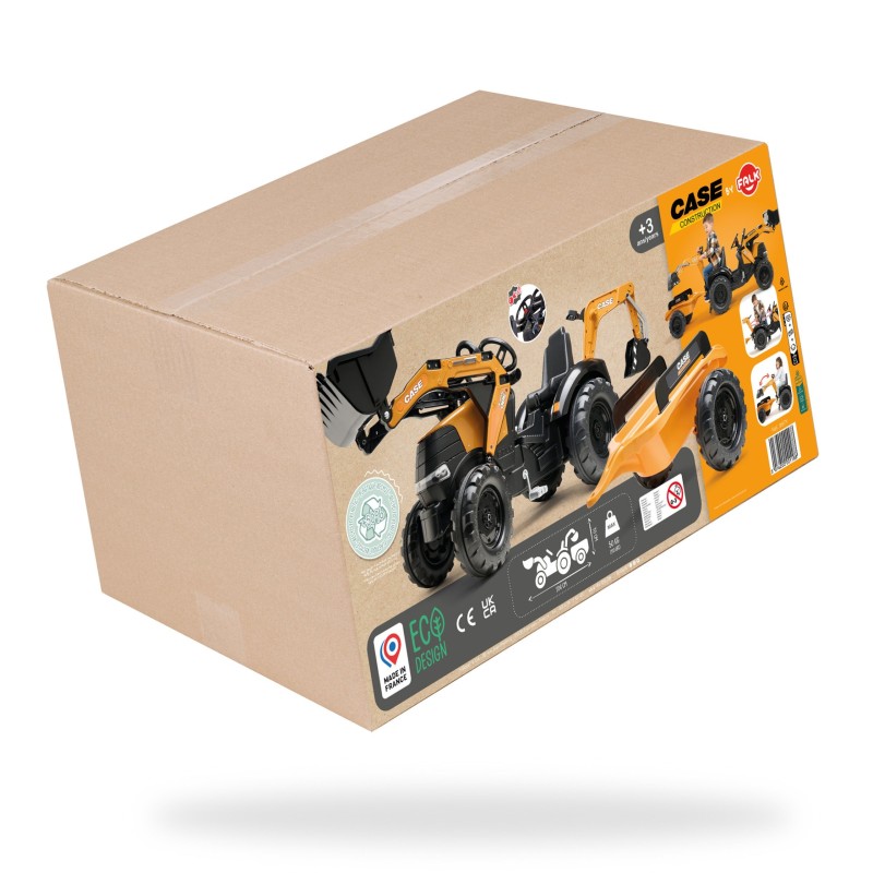 Falk Detský šliapací traktor Case CE s bagrom a vlečkou