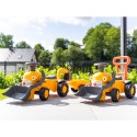 Falk Detské odrážadlo traktor Komatsu – S bagrom a vlečkou pre najmenších
