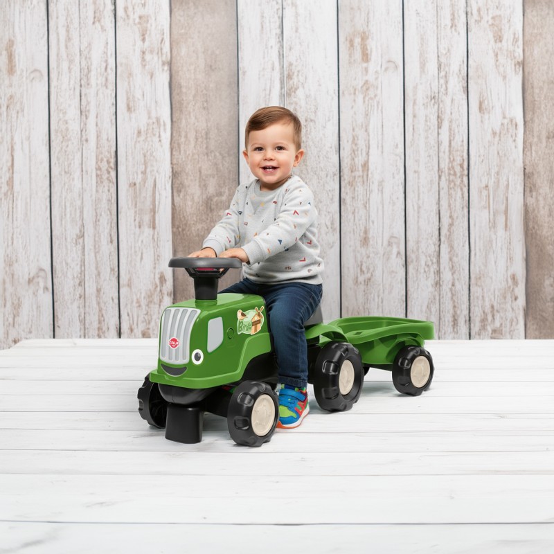 Falk Detské odrážadlo traktor Birdy Farm s vlečkou – Prvý stroj pre malých farmárov (zelený)