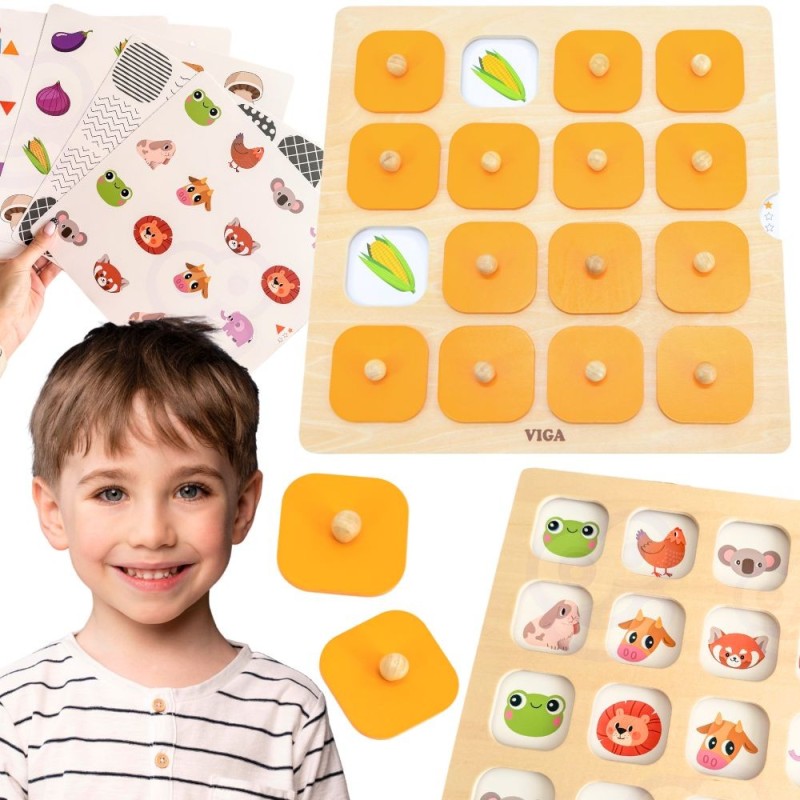 Viga Memory Gra Pamięciowa Zgadnij Obrazki 10 Kart Montessori