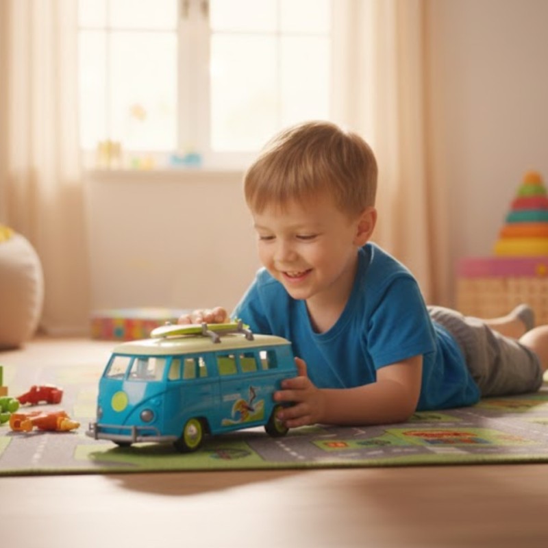 WOOPIE Samochód Bus Surfing Klasyczny Czerwony Ze Światłem I Dźwiękiem Model 1:14