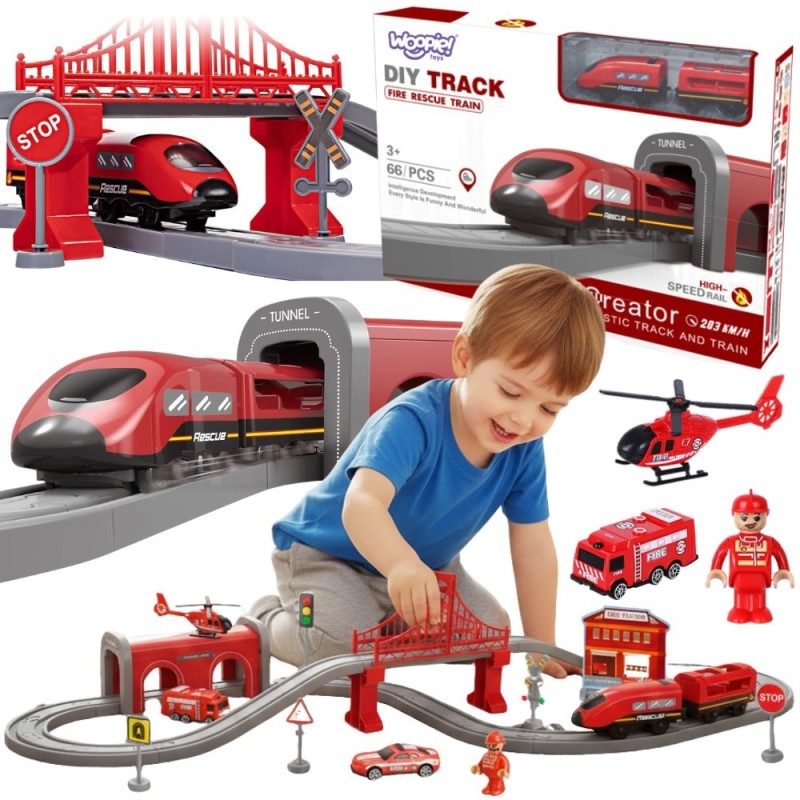 WOOPIE Zestaw Kolejka Elektryczna Pendolino Straż Pożarna 66el.