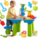 WOOPIE Stolik Wodny 2w1 Piaskownica z Krzesełkiem XL Aquapark 4-Baseny 13 akc.