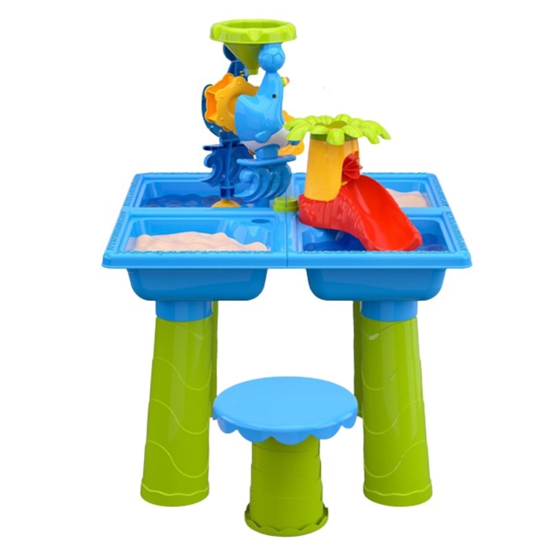 WOOPIE Stolik Wodny 2w1 Piaskownica z Krzesełkiem XL Aquapark 4-Baseny 13 akc.