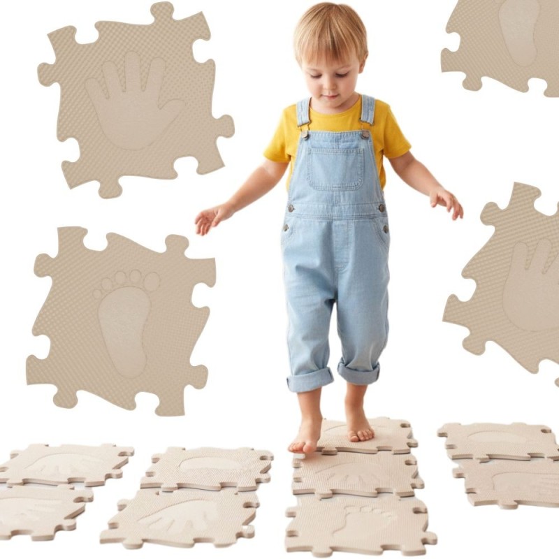 WOOPIE Mata Sensoryczna Ortopedyczna Puzzle Ręce i Nogi 16 el. - Kolor Beżowy