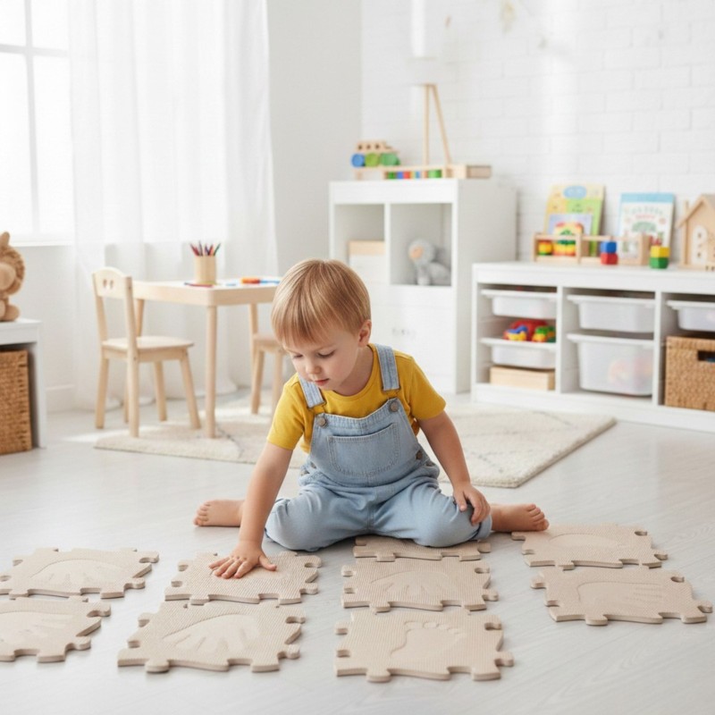 WOOPIE Mata Sensoryczna Ortopedyczna Puzzle Ręce i Nogi 16 el. - Kolor Beżowy