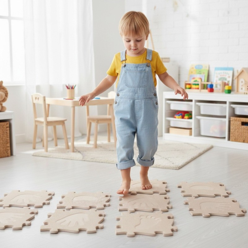 WOOPIE Mata Sensoryczna Ortopedyczna Puzzle Ręce i Nogi 16 el. - Kolor Beżowy