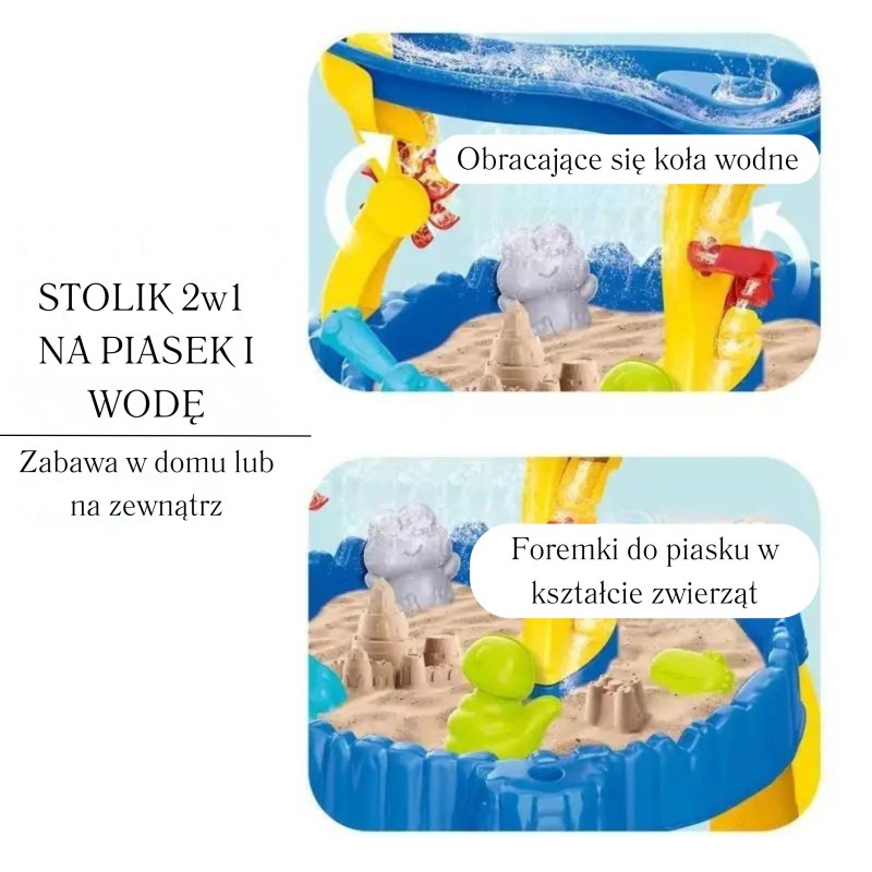WOOPIE Stolik Wodny XL z Krzesełkiem 2w1 Piaskownica Delfinek 12el.