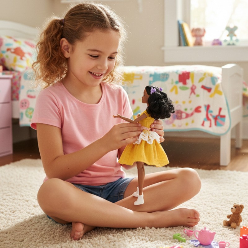 WOOPIE ROYAL Lalka Emi 32 cm Modny Strój i Piękne Czarne Włosy