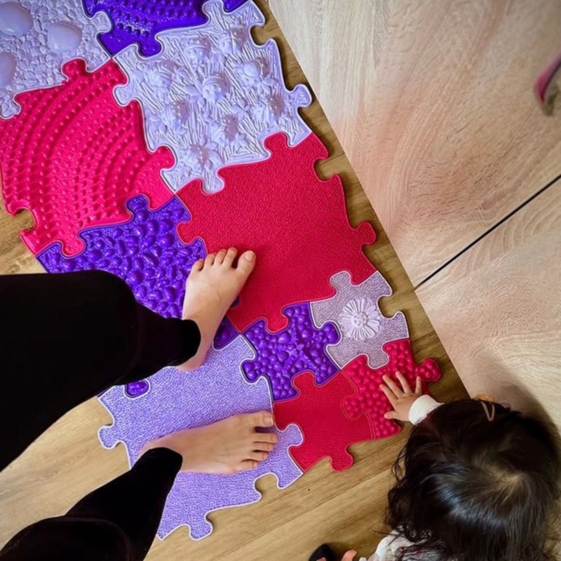 WOOPIE Mata Sensoryczna Ortopedyczna Puzzle 11 el. - Kolor Różowy/Fioletowy