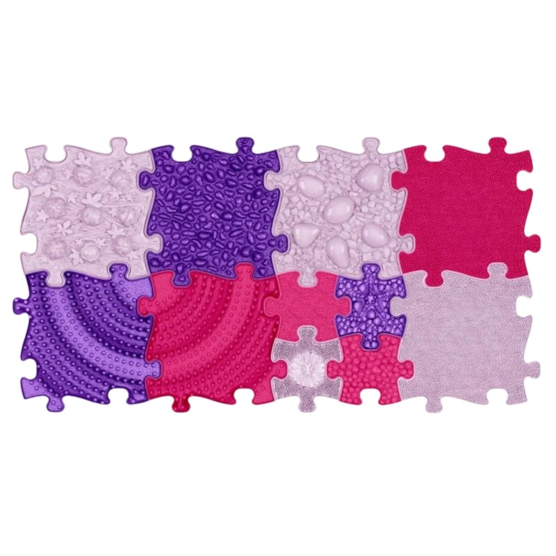 WOOPIE Mata Sensoryczna Ortopedyczna Puzzle 11 el. - Kolor Różowy/Fioletowy