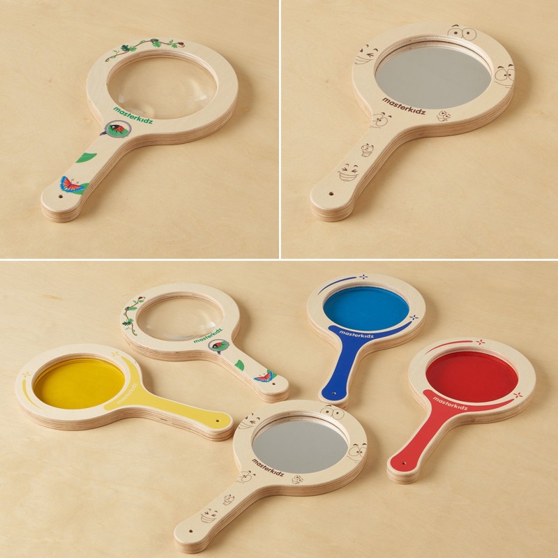 Masterkidz Sada 5 drevených paletiek s farebnými šošovkami – Objavovanie farieb a svetla