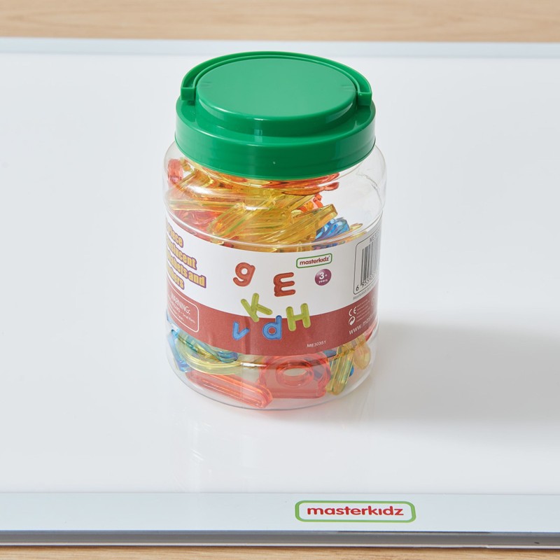 Masterkidz Priesvitná abeceda 52 farebných písmen pre LED panely – Montessori vzdelávacia sada