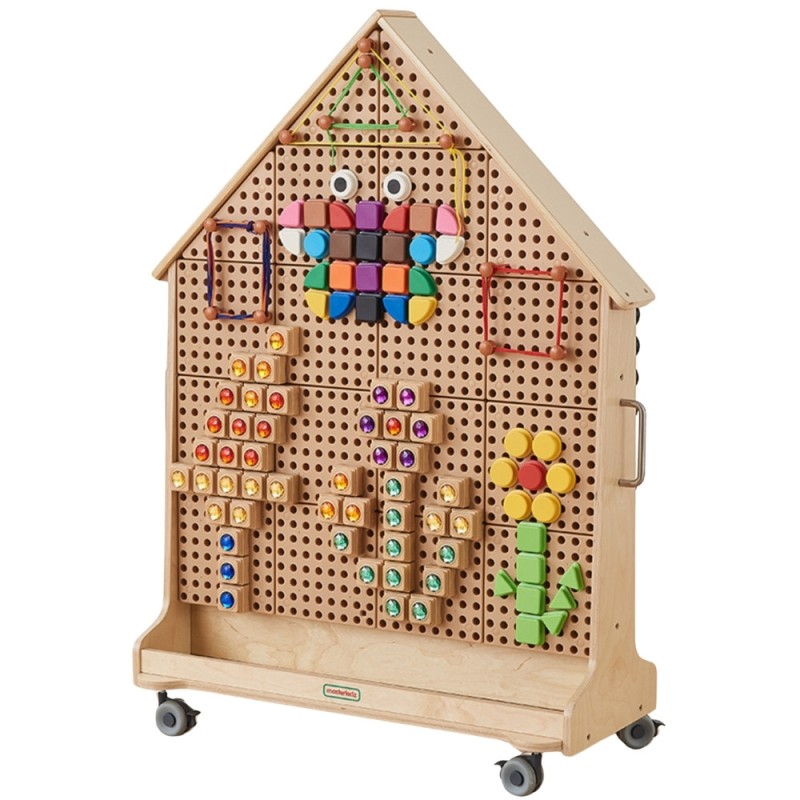 MASTERKIDZ Drewniana Tablica STEM Wolnostojąca XXL w Kształcie Domu