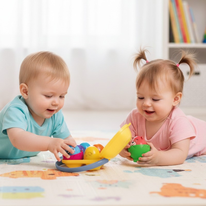 WOOPIE Układanka Sorter Montessori Dopasuj Kształty Wesołe Zwierzaki Jajka 6szt