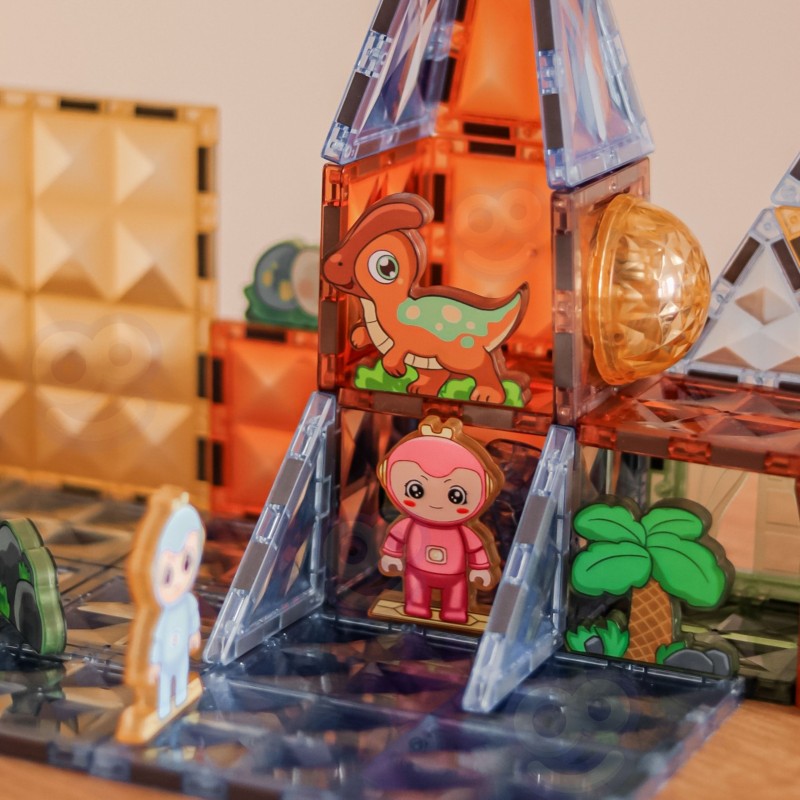 WOOPIE Klocki Magnetyczne Konstrukcyjne Świecące 3D Park Dinozaurów 124el.