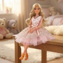 WOOPIE ROYAL Lalka Lily 30 cm Długie Blond Włosy Różowa Suknia Biżuteria