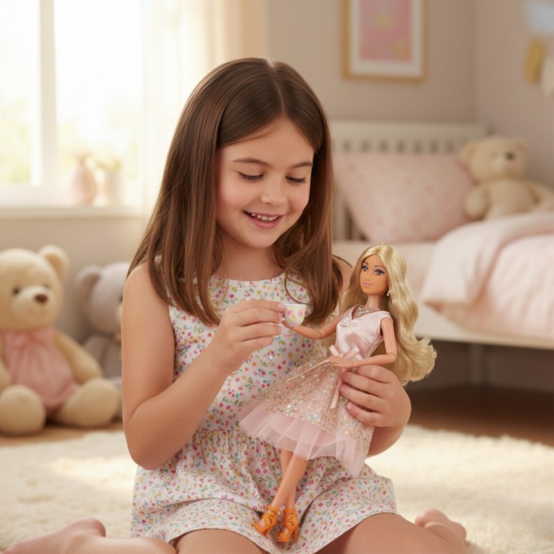 WOOPIE ROYAL Lalka Lily 30 cm Długie Blond Włosy Różowa Suknia Biżuteria