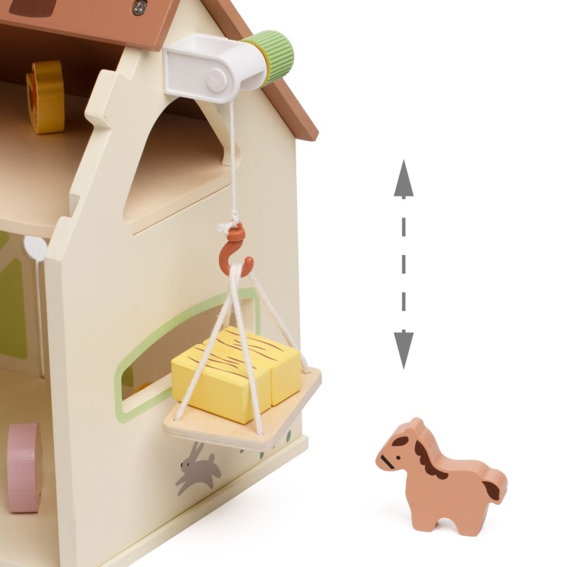 Classic World Drevený domček Farma Vintage – 17 dielna prenosná sada pre malých farmárov