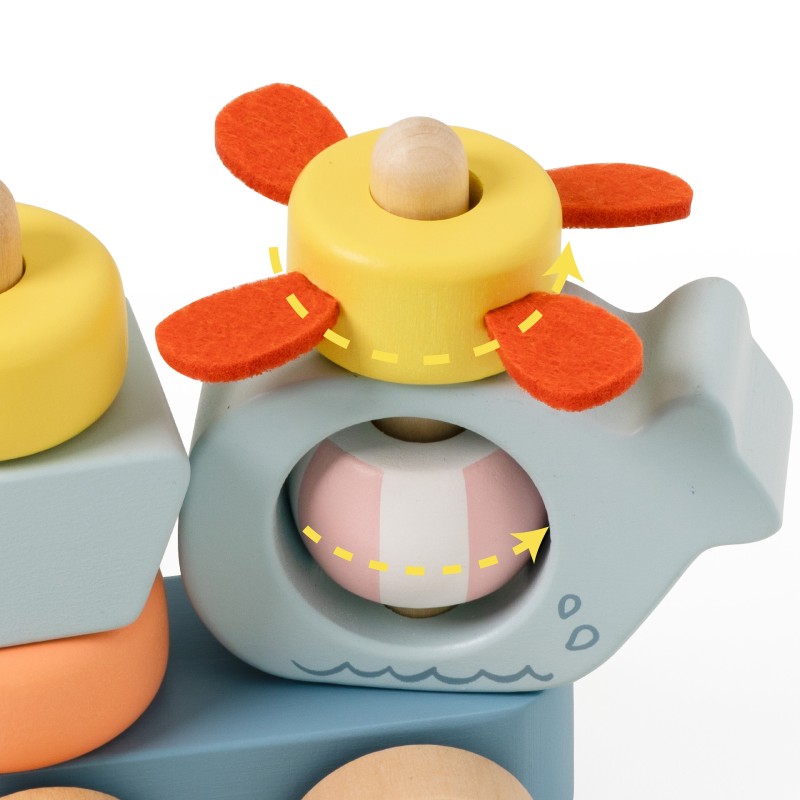 CLASSIC WORLD Drewniany Pociąg z Klockami do Ciągnięcia Ocean 28el