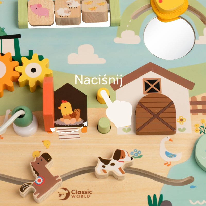 Classic World Drevená manipulačná tabuľa Aktivity na farme