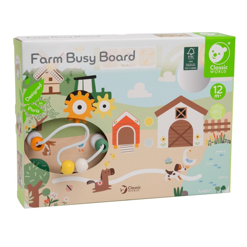 Classic World Drevená manipulačná tabuľa Aktivity na farme