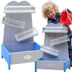Classic World EDU Drevená vodná kaskáda a dráha s nádržou – Outdoorová STEM hračka