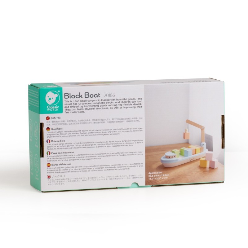 CLASSIC WORLD Drewniany Statek Układanie Bloków 13 el.