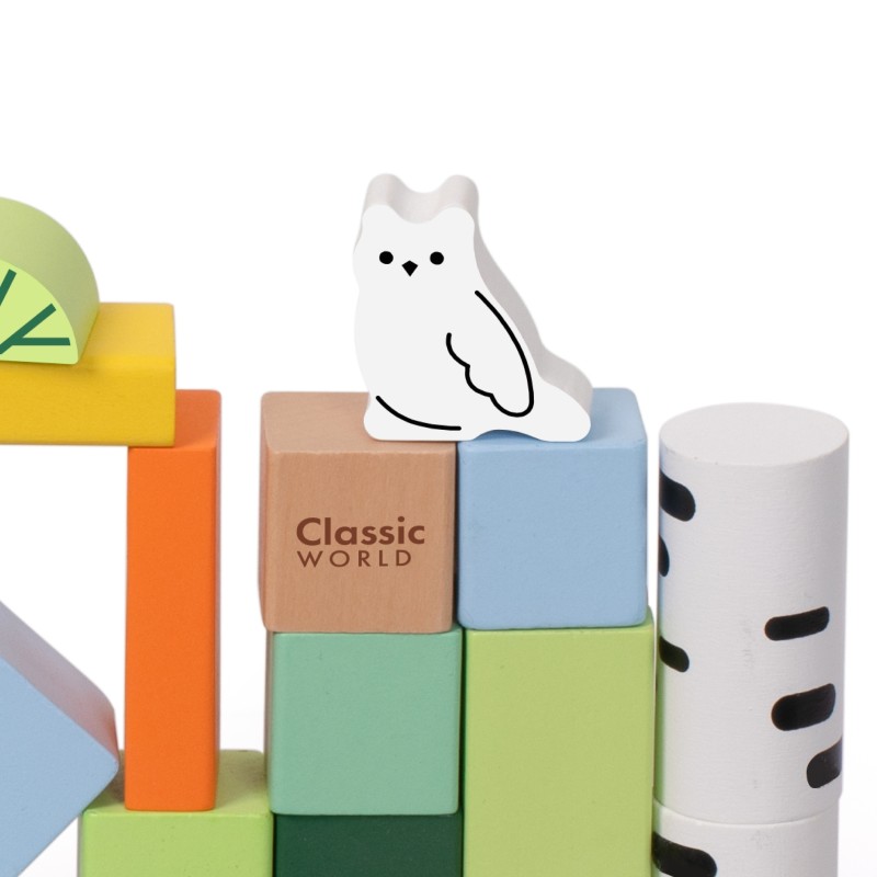 CLASSIC WORLD Drewniane Klocki Konstrukcyjne Las Zwierzęta 50 el.