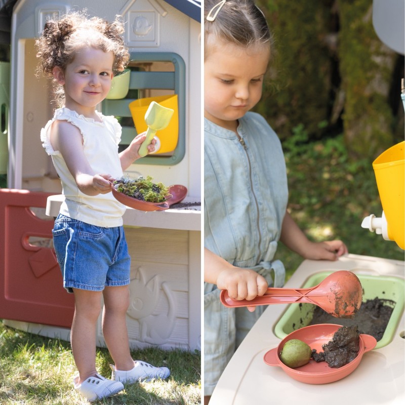 Smoby Záhradný domček s kuchynkou a 16 doplnkami