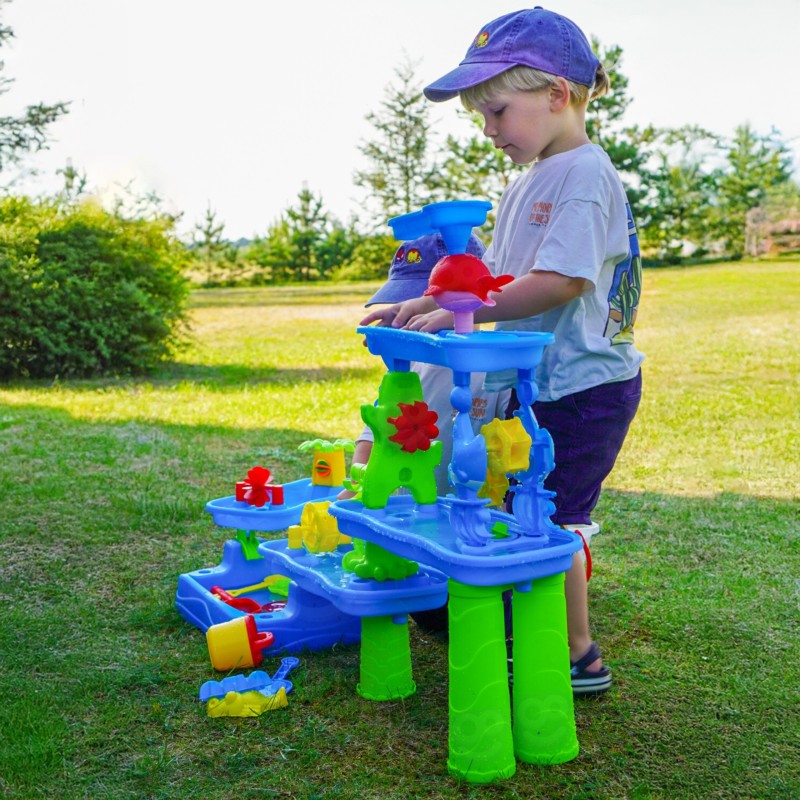 WOOPIE Ogromny Aquapark Stolik Wodny 6w1 Piaskownica Wodospad Tor Wodny 6-poziomowy Modułowy