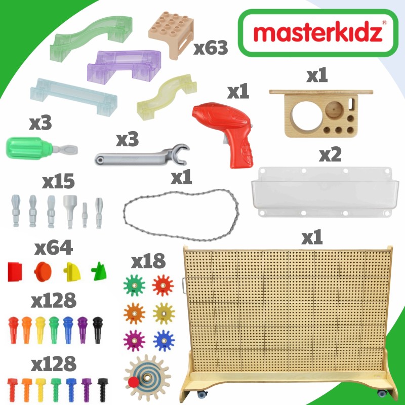 MASTERKIDZ Wolnostojąca Tablica Naukowa Kreatywna STEM 166 x 125 + Zestaw Akcesoriów