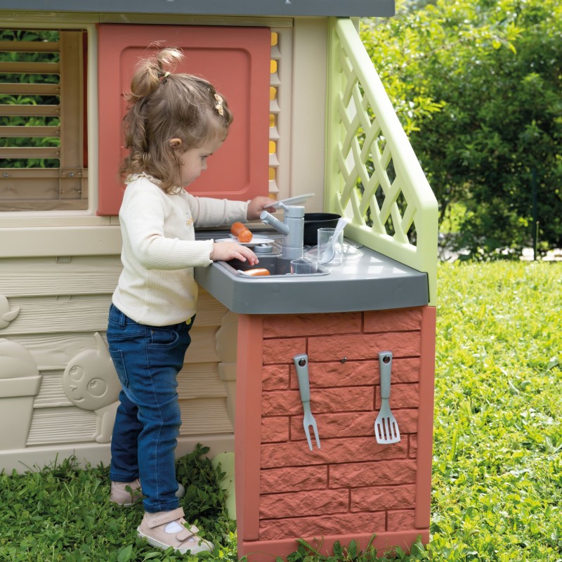 Smoby Domek Nature z kuchnią + 17 akcesoriów