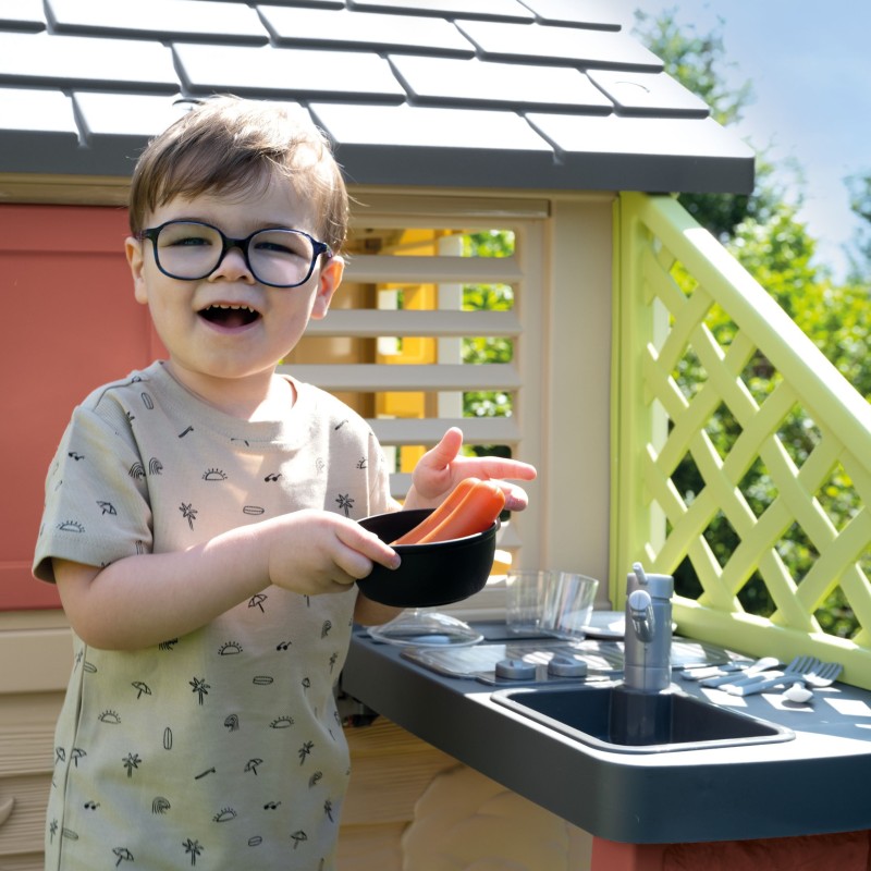 Smoby Domek Nature z kuchnią + 17 akcesoriów