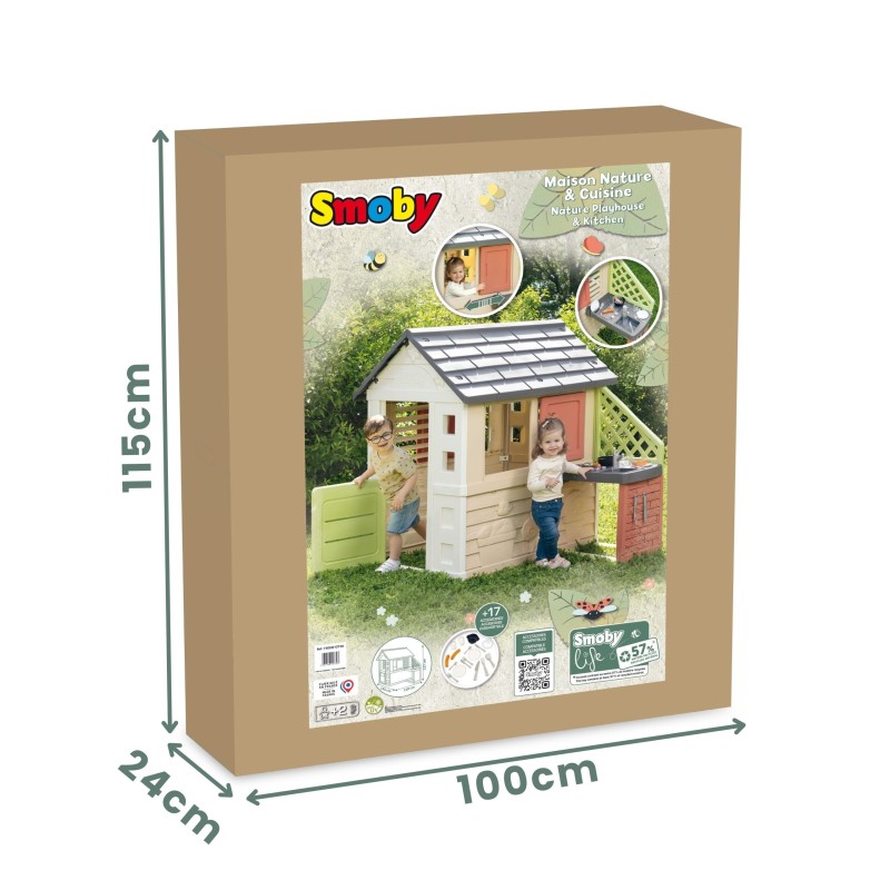 Smoby Domek Nature z kuchnią + 17 akcesoriów