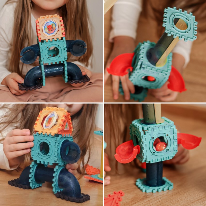 WOOPIE Klocki Konstrukcyjne 3D Zestaw Edukacyjny Tor Kulkowy 228el.