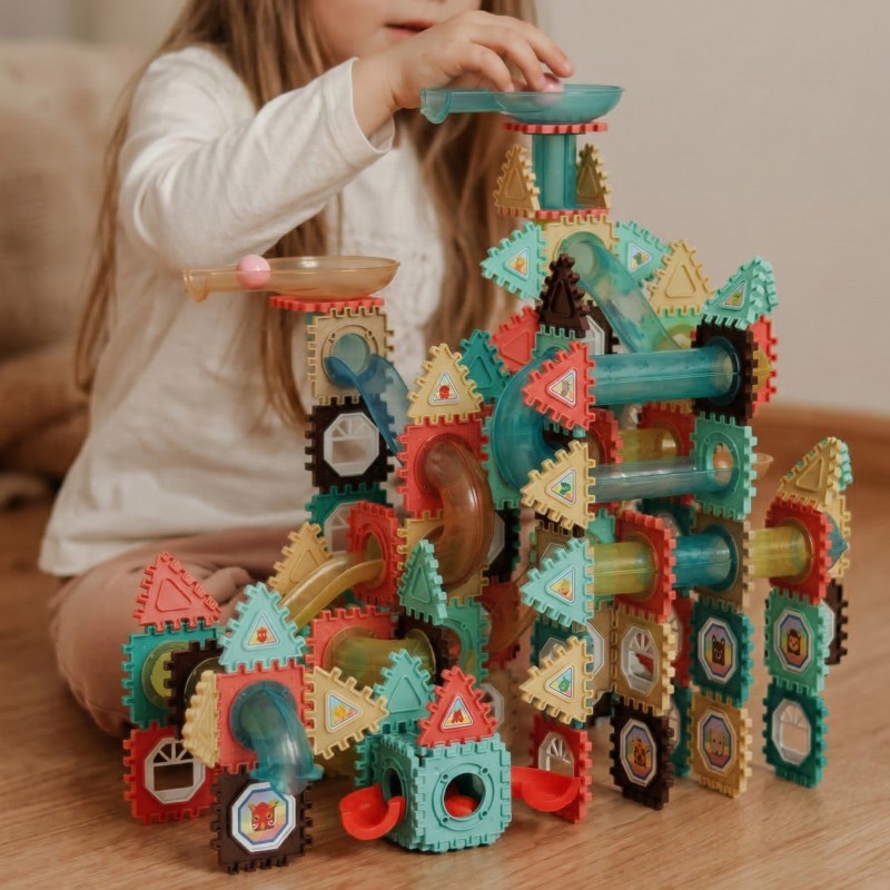 WOOPIE Klocki Konstrukcyjne 3D Zestaw Edukacyjny Tor Kulkowy 228el.