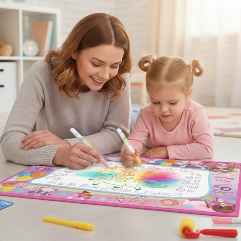 WOOPIE Mata Wodna do Malowania 2w1 XXL 100x70cm Świeci w Ciemności