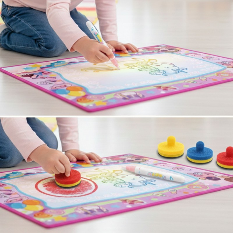 WOOPIE Mata Wodna do Malowania 2w1 XXL 100x70cm Świeci w Ciemności